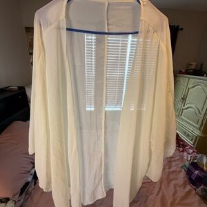 SHEIN Ivory Sheer Kimono Cardigan